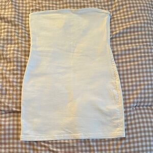 Zara Strapless White Tube Denim Mini Dress